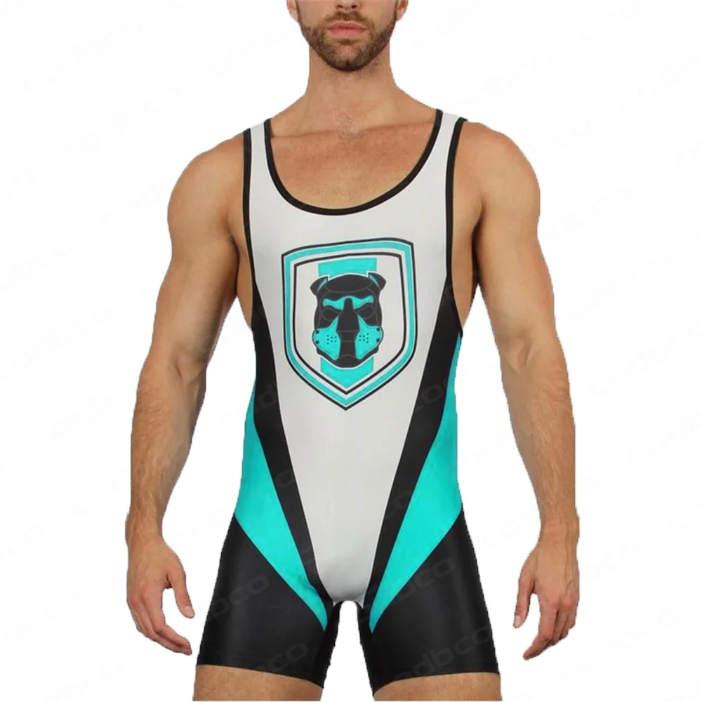 Men\'s Wrestling Singlet Suit Sexy Undershirt Leotard One Piece Sleeveles Sports Fitness Bodysuit Underwear Male Singlet Jumpsuit