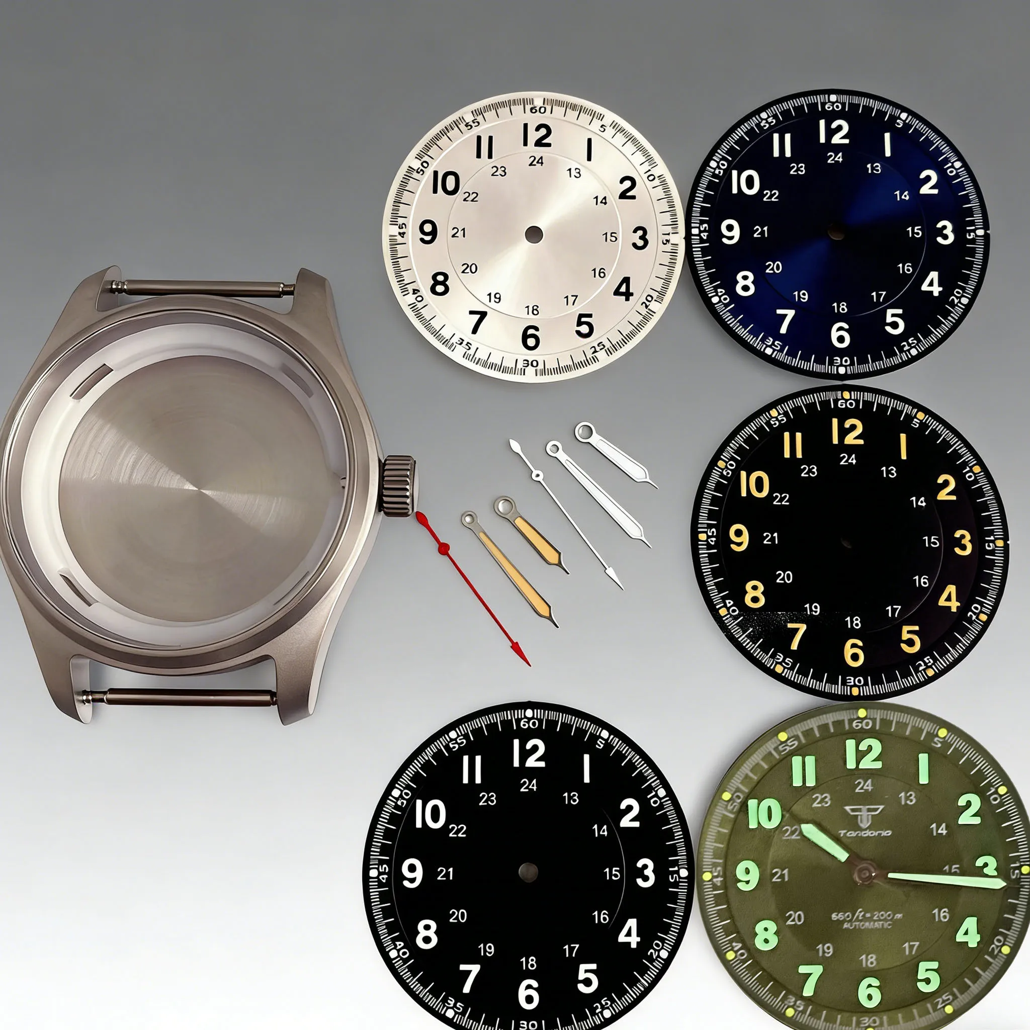 

Titanium 39mm Classic Pilot Sapphire Glass 20ATM Watch Case 33.5mm Sunburst Dial Luminous Fit NH35 ETA2824 Miyota 8215 Movement