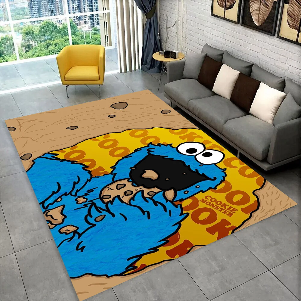 S-Sesam Street TV Niedlicher Cartoon-Teppich für Schlafzimmer, Wohnzimmer, Sofa, Zuhause, Fußmatte, Heimdekoration, Bereich Teppich, rutschfeste Bodenmatte, Geschenk