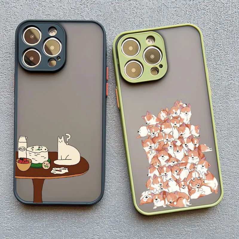Niedliche Cartoon-Katzen-Illustrations-Handyhülle für iPhone 17 16 15 Pro Max Hüllen iPhone 14 13 12 11 Pro Max Mini XS XR X 16 PlusCover – Detail 14
