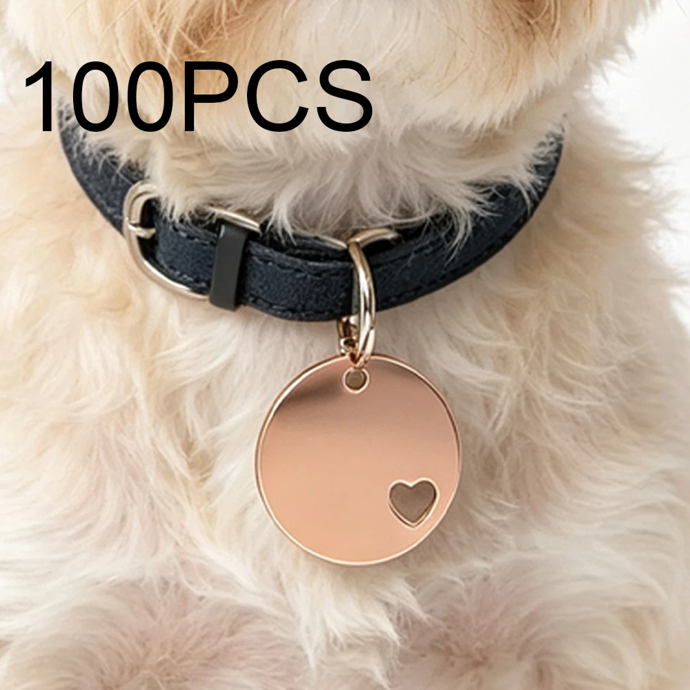 

Wholesale 100 Pcs Round Stainless Steel Tags Couple Keychain Pendants Heart Necklace Charms Customizable Souvenirs