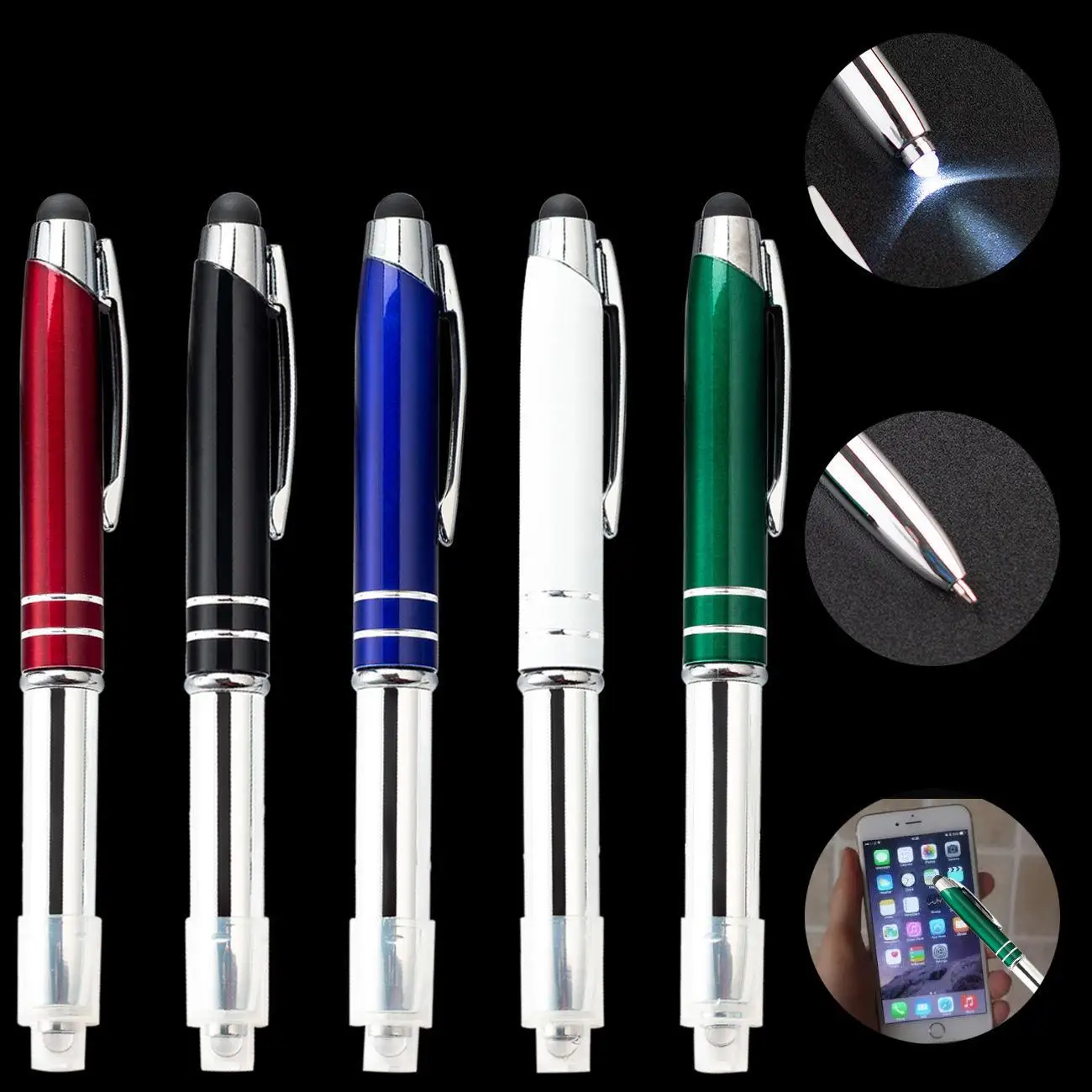 30PCS  Three in one touch screen capacitive pen office public LED light pen metal ball pen advertising pen metal pen