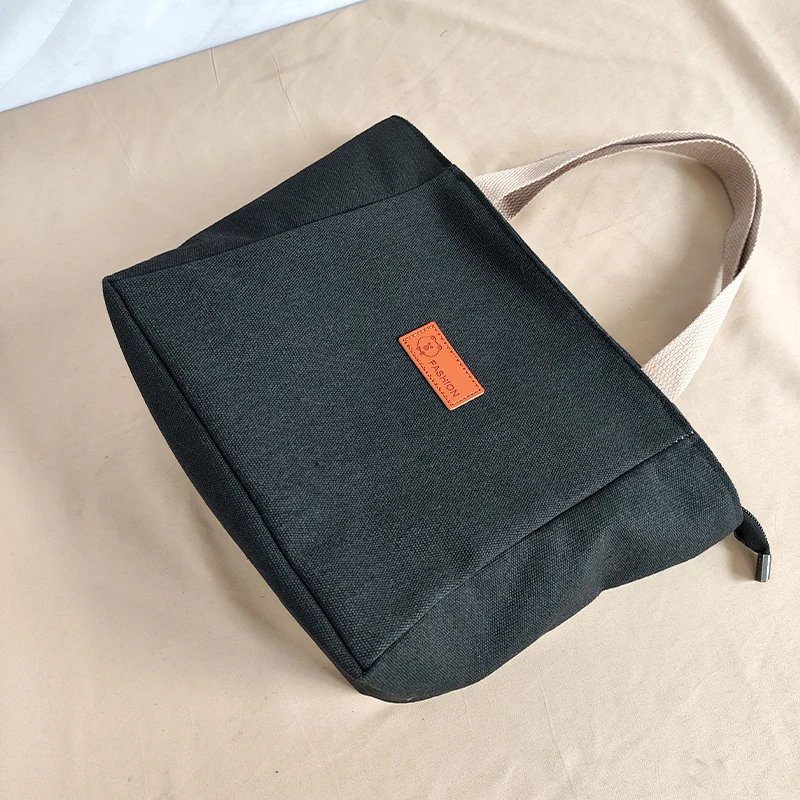 Saco de lona espessado para pendulares, Bento Hand Bag, Office Lunch Box, Rede Vermelha, Não Dano ao Escritório, Tote