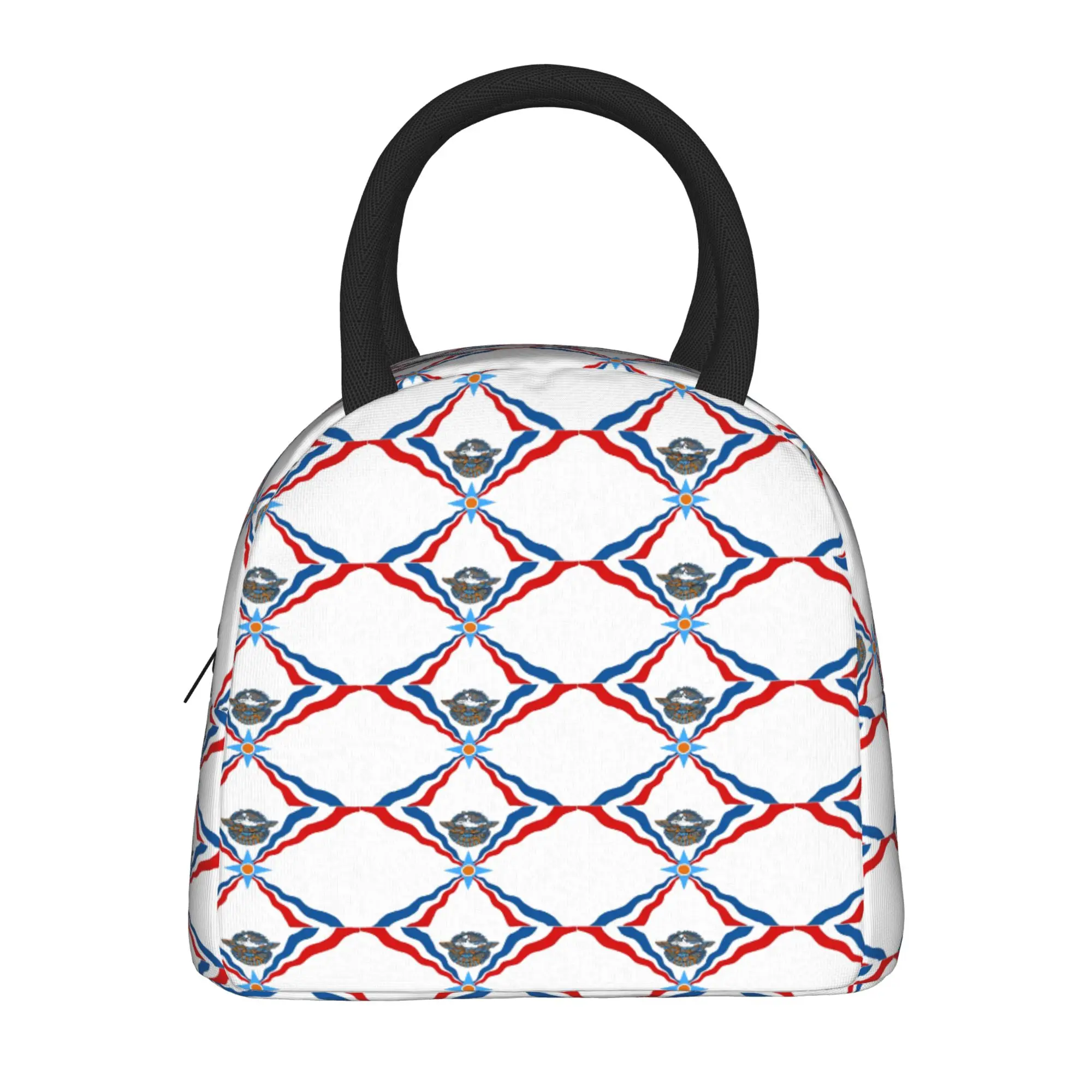 Assyrian flag Lunch Bag  School Lunch Box For Women Cute Graphic Design Thermal Lunch Bags Oxford Portable Insulated Cooler Bag