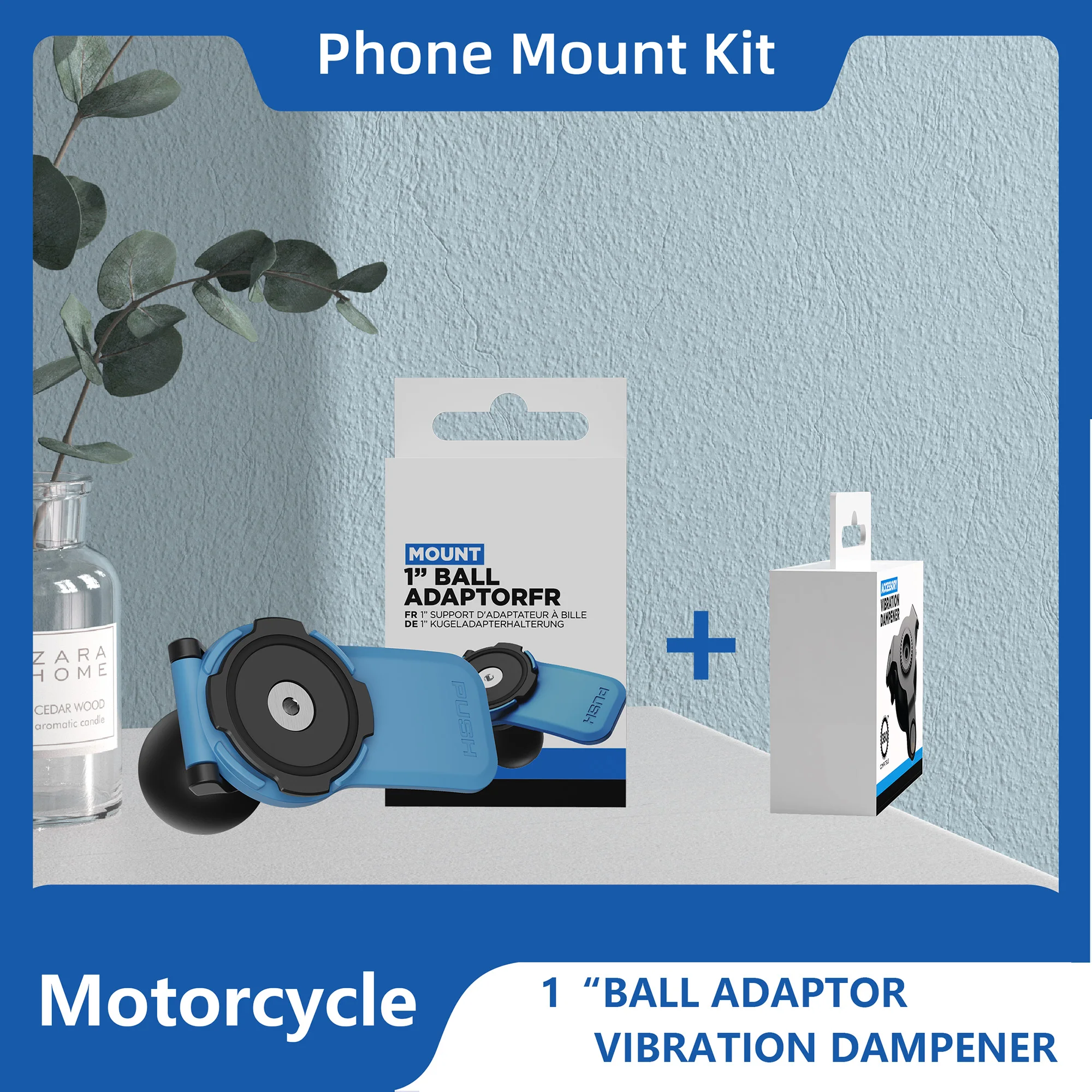 

Motorcycle Phone Mount Kit-1“Ball Adaptor and Vibration Dampener