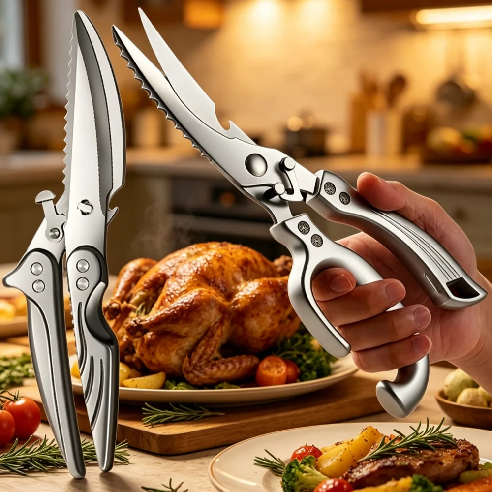 Strong Scissors Multipurpose High Stainless Steel Chicken Scissors Ultra Sharp Scissors Fish Chicken Bone Scissors Kitchen Tools