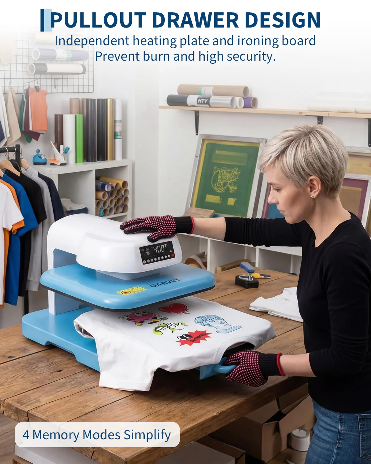 

Automatic Heat Press Machine 15"x15" – Fast Even Heating Professional Digital Press with Precise Temp Timer Control, 4 Memory Modes for HTV Sublimation T-Shirts
