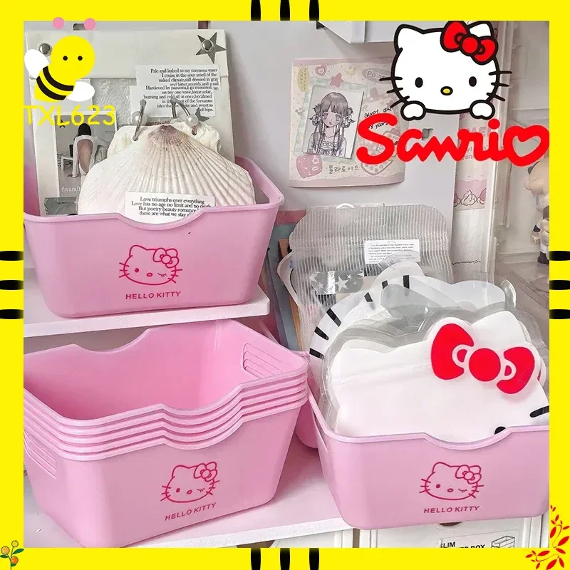 Hello Kitty 2/4Pcs Plastic Organizer Set Desktop Storage Box for Cosmetics Stationery Kawaii Home Office Bathroom Accessories