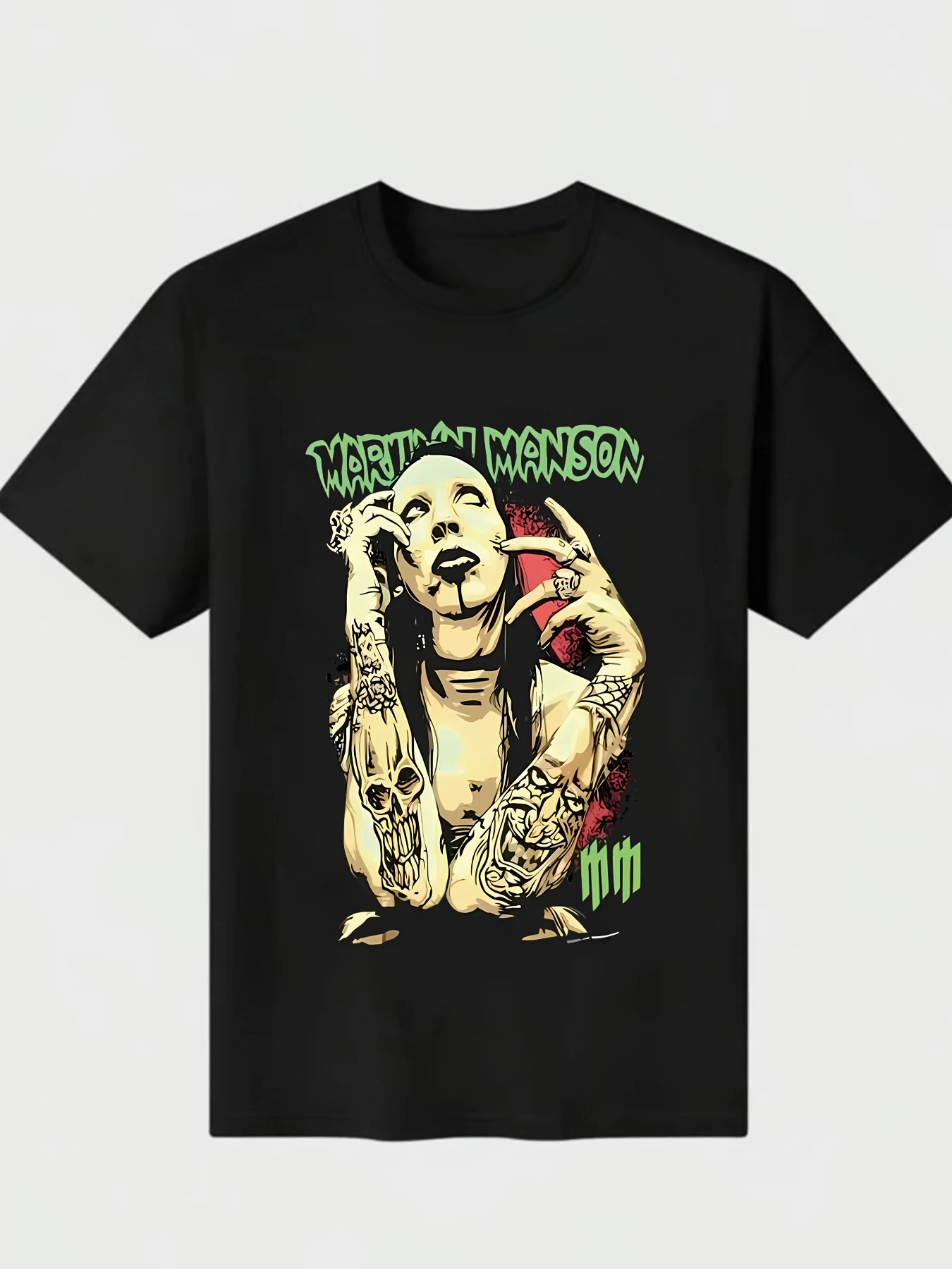 الأبجدية الفن الوشم تصميم الشارع فضفاض القطن تي شيرت روك باند الصناعية المعادن القوطية الإثارة قصيرة الأكمام زوجين تي شيرت