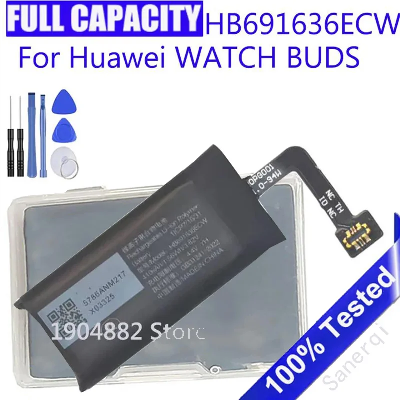 

For Huawei WATCH BUDS Watch Headphone Battery 410mAh For HUAWEI WATCH Ultimate HB691636ECW SGA-B19 + Tools