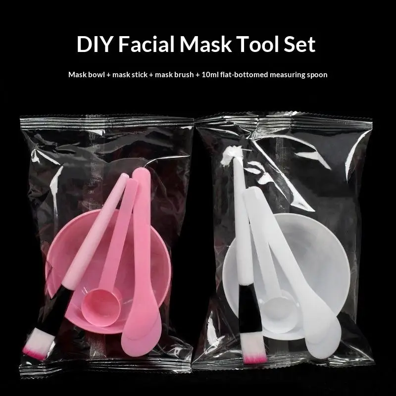 DIY Skincare Face Mask Mixing Set 4Pcs Silicone Bowl Spatula Stick Brush for Daily Beauty Routine