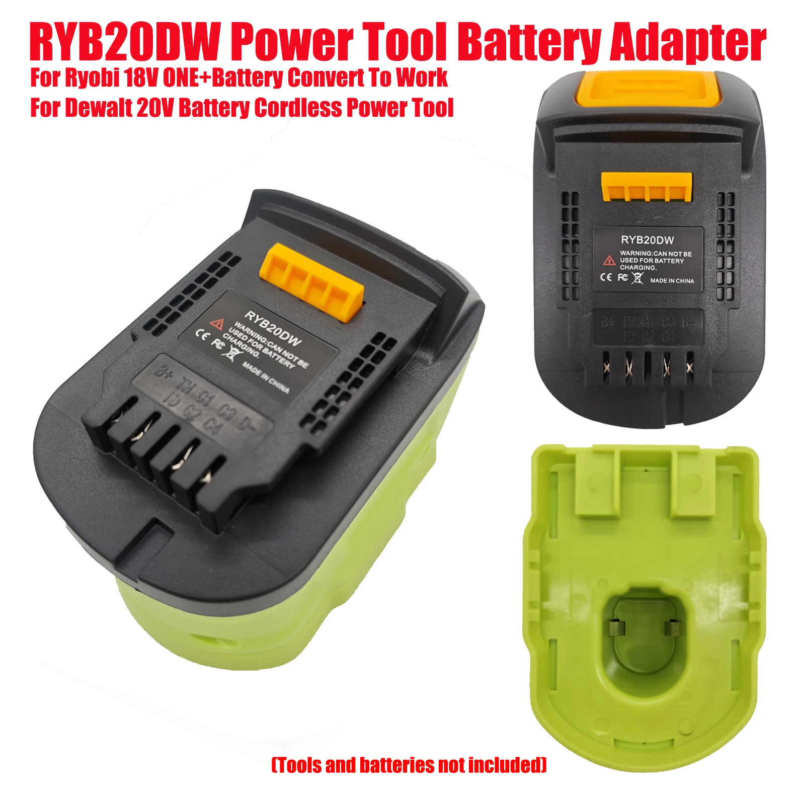 

HAKSINKY RYB20DW Power Tool Battery Adapter for Ryobi 18V ONE+Battery Convert To Work for Dewalt 20V Battery Cordless Power Tool