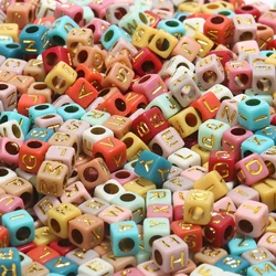 100/200/300/500Pcs Square Colorful Letter Beads Random Mixed Acrylic Alphabet Beads For DIY Jewelry Making Crafts Accessories