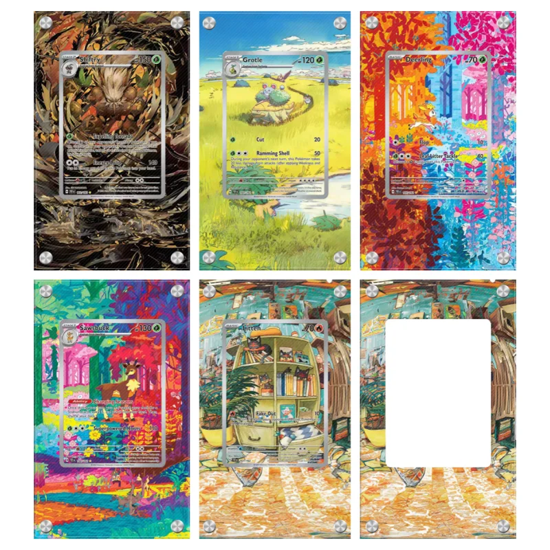 Pokrowiec ekspozycyjny na karty Pokemon Litten Deerling Shiftry Extended Art, kolekcja kart, przedłużona grafika, PSA, anime, stojak ekspozycyjny (bez)