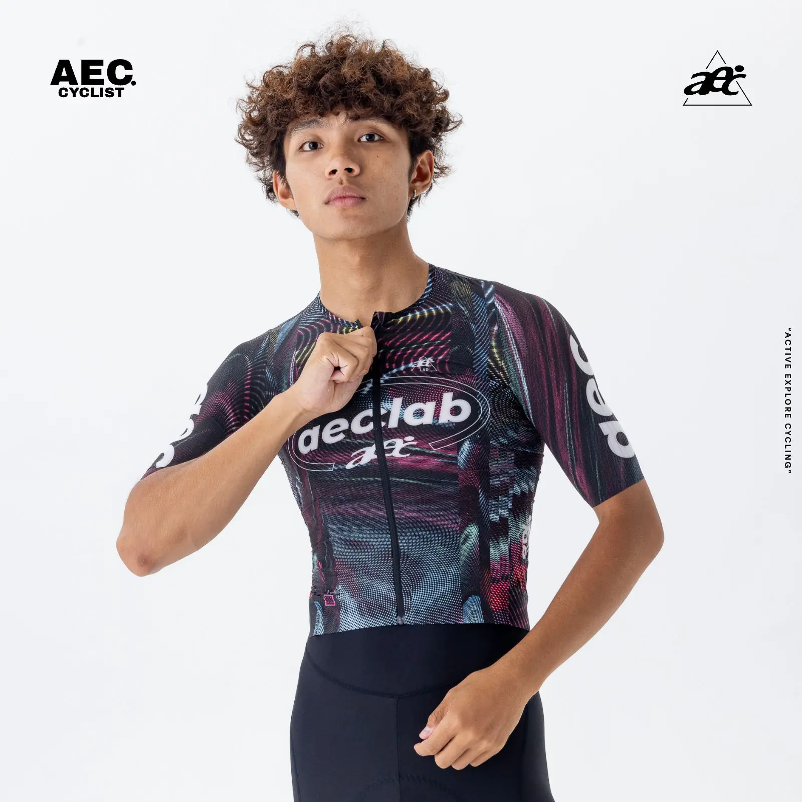 

AEC Men Cycling Jersey Quick Dry Summer Short Sleeve Road Bike Shirts Back Pocket YKK Zipper MTB Clothing AECLAB 3.0 Series