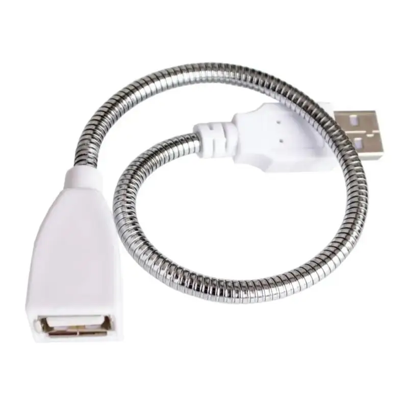 USB Desk Lamp With Power Cable Extension Cord Flexible Metal Hose - Adjustable Bright Desk Light