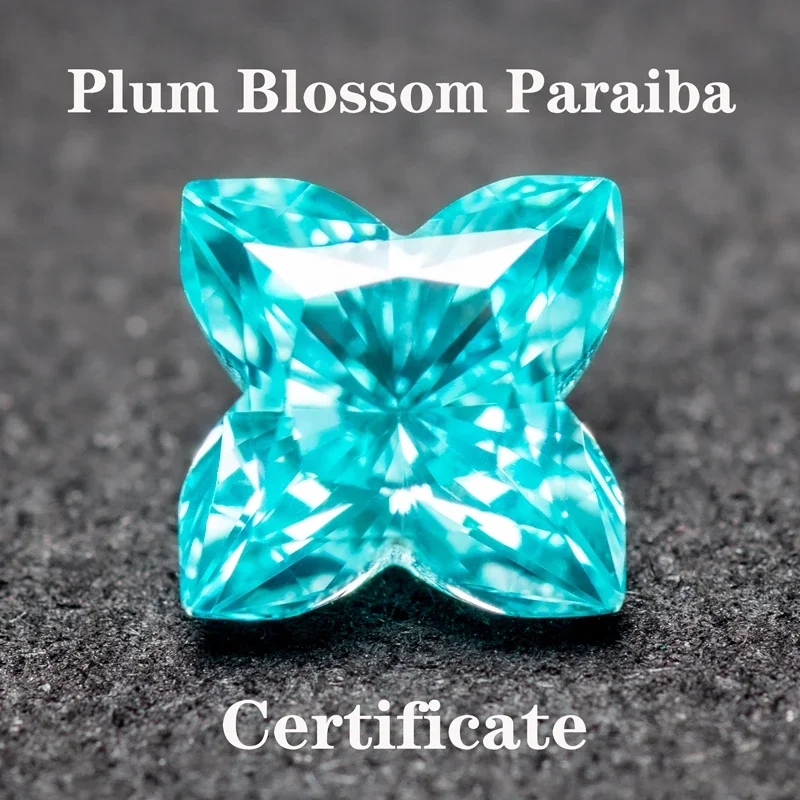 

Lab Grown Sapphire Paraiba Plum Blossom Shape Charms Gemstone Advanced Jewelry Rings Earrings Making With AGL Certificate