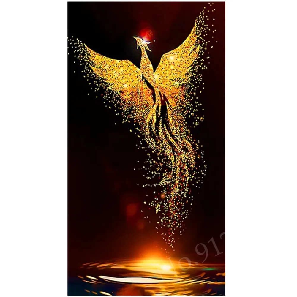 

Diamond Art Painting Gold Phoenix Full Drill Diy Cross Stitch Square Diamond Embroidery Rhinestones Mosaic Golden Luxury Decor