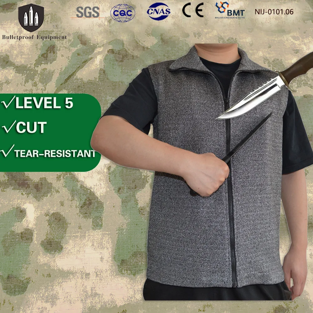 EU EN388 CE Level 5 Anti-Stab Vest, Soft Cut-Resistant & Slash-Proof Tactical Vest, Security Protective Gear for Self-Defense