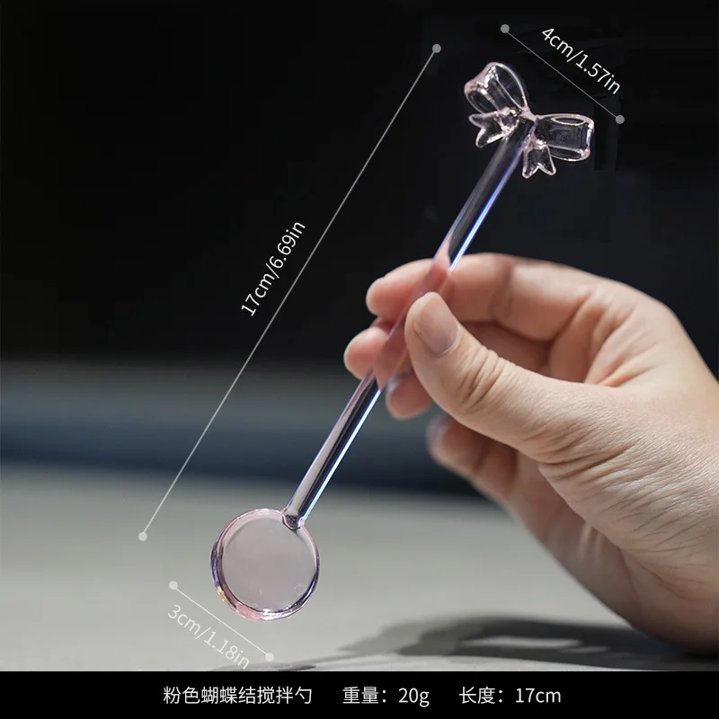Handmade  Cartoon Bear Calla Glass Spoon Ins Korean Style Cute Dessert Coffee Cocktail Mixing Spoon