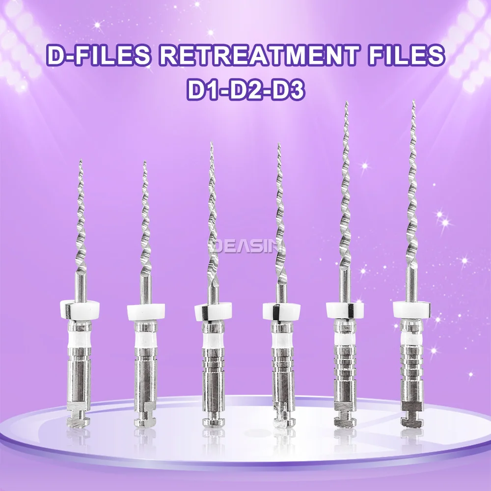 

Hot 6Pcs/Box Deatal Endodontic Retreatment Files Niti Super D1-D3 Rotary Files For Root Canal Cleaning Dentistry Endo Instrument
