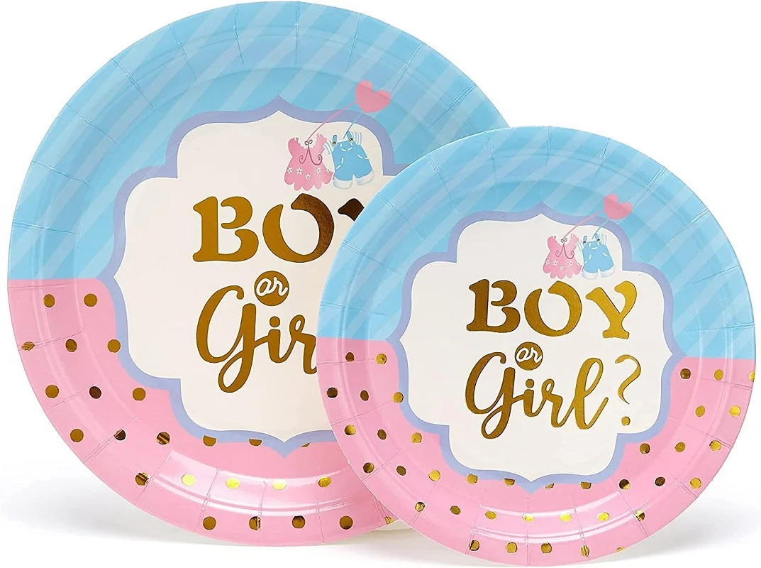 Gender Reveal decorazioni per feste Boy o Girl Gender Reveal piatti e tovaglioli forniture per giochi di rivelazione di genere Baby Shower Decor