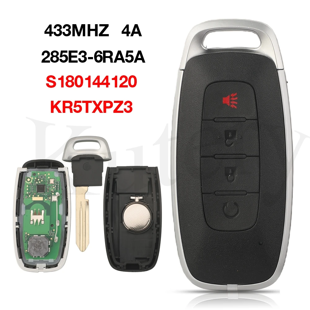 

jingyuqin KR5TXPZ3 433.92MHz 4A Chip S180144120 Keyless Car Remote Key For 2023 2024 Nissan Kicks Rogue Pathfinder 285E3-6RA5A