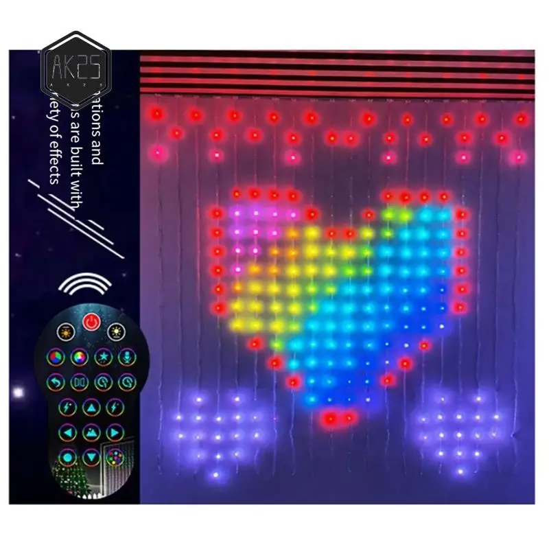 

AK25-Graffiti APP Curtain Lights RGB Phantom Colour Point Control Lights Ambient Lights Curtain Light String With US Plug