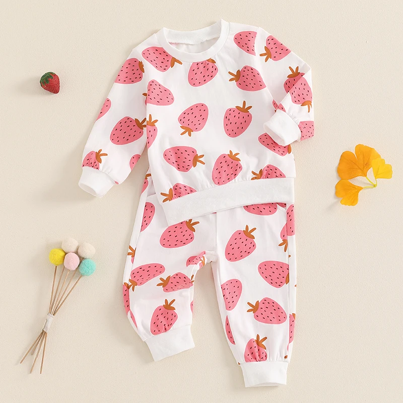 Toddler Baby Girl Clothes 3 6 9 12 18 24 Months Printed Long Sleeve Sweatshirt Top Pants Set Fall Winter Outfits