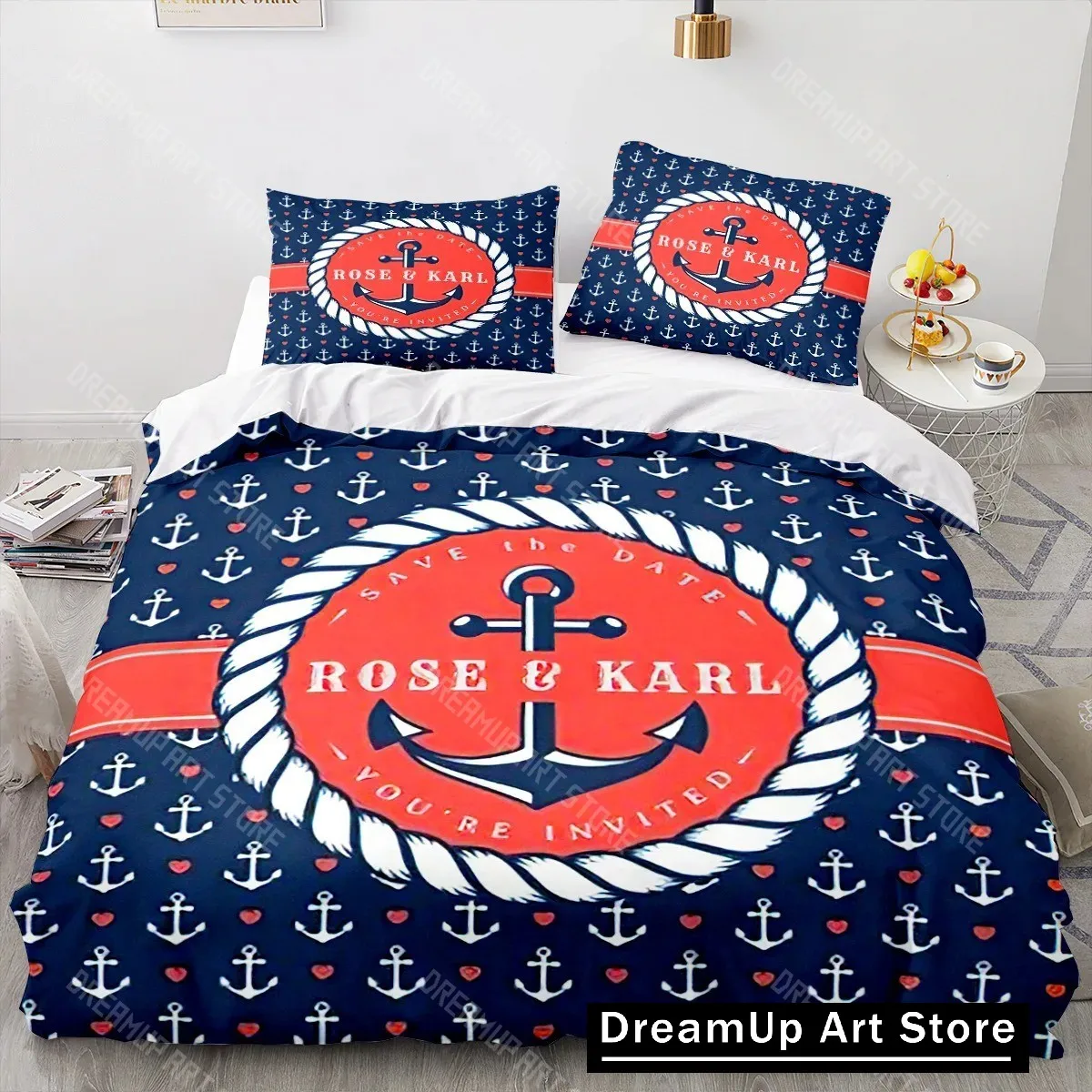 3D Printed Ship's Anchor Bedding Set for Boys Girls Duvet Cover Ocean Spirit Pillowcase Twin Queen King Full Single Double Sizes