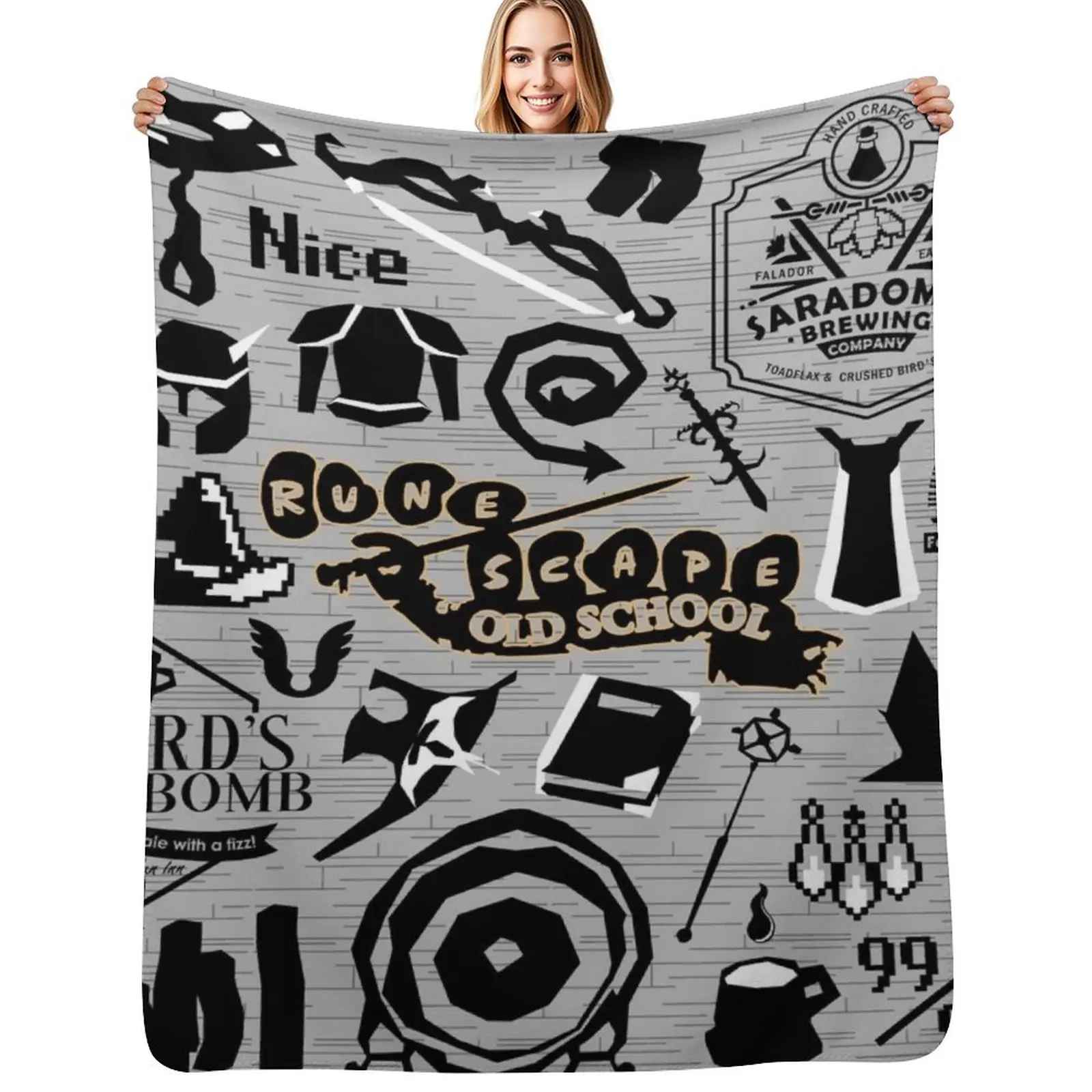 

Old School Iconic Silhouette Images Desk Mat OSRS Throw Blanket Blankets For Baby Bed covers decorative Sofa Blankets