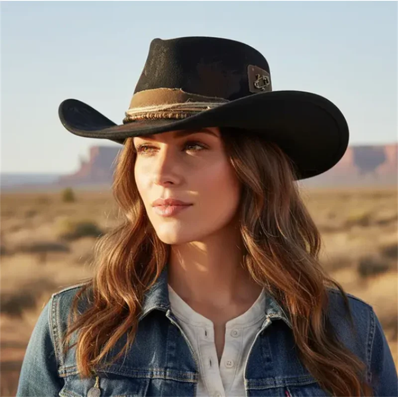 Vintage Distressed Feather Walnut Brown Fedora Hat handpainted cowboy Hats men women cowgirl hats chapeau cowboy ковбойс