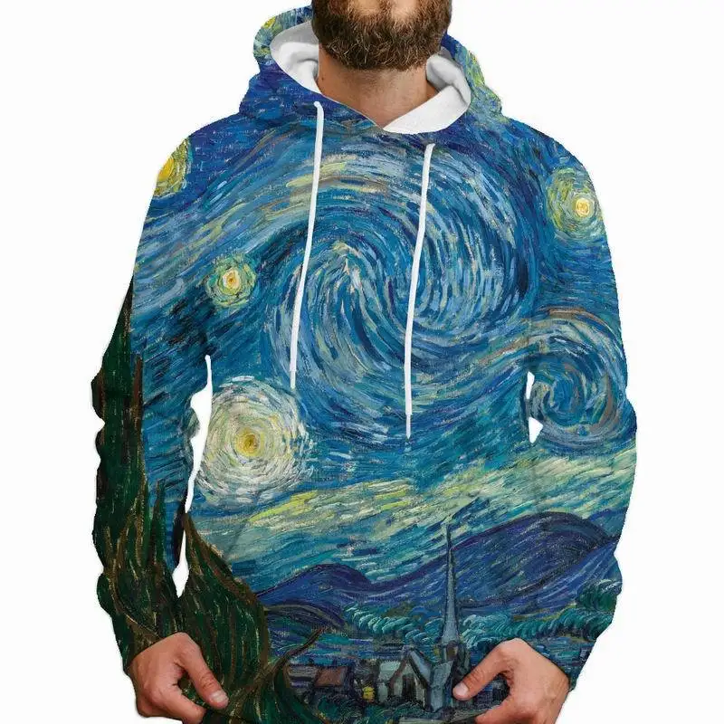 Van Gogh Oil Painting 3D Print Hoodies Men Women New Streetwear Hooded Sweatshirts Oversized Y2k Hoodie Pullovers Kids Clothing