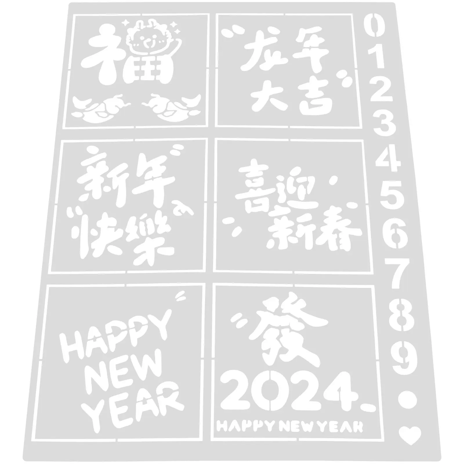 New Year Stencil Template Reusable Pet Craft Painting Drawing Mold for DIY Home Office Decoration Creative Artistic Projects