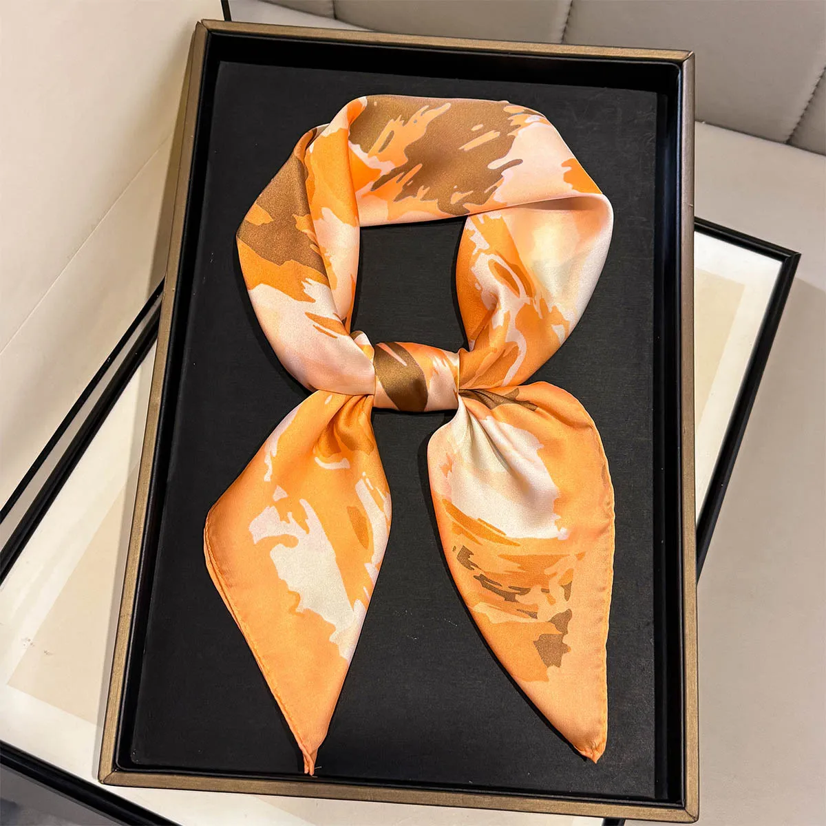 

New Luxury Print Silk Square Scarf Women Soft Kerchief Hairband Neckerchief Head Hijab Lady Headband Foulard Ribbon Shawl Wrap