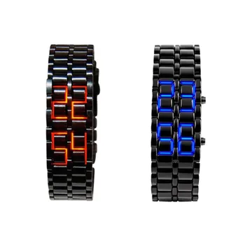 Relógio masculino europeu e americano lava led sem rosto acessório de moda pulseira casal relógio de pulso corrente de aço