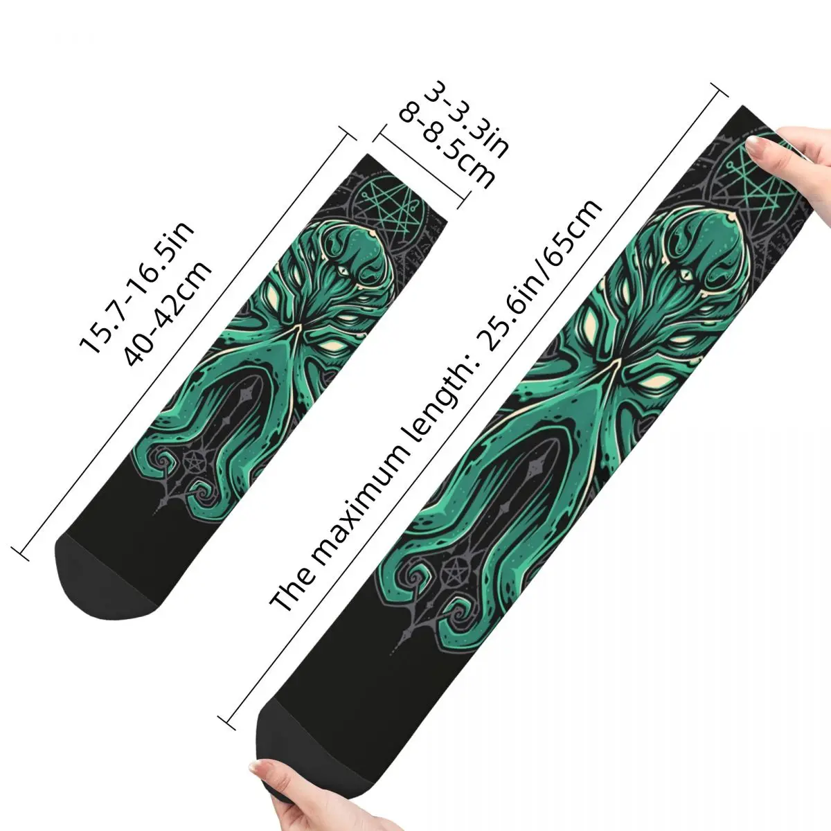 Funny Crazy Sock for Men Great Hip Hop Vintage Cthulhu Mythos Happy Breathable Pattern Printed Boys Crew Sock Seamless Gift