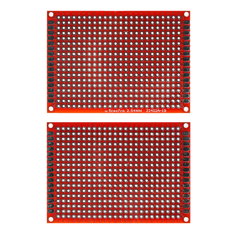 2 Stuks Pcb Board Rood Dubbelzijdig Boord 5*7Cm Pcb Diy Universele Printplaat