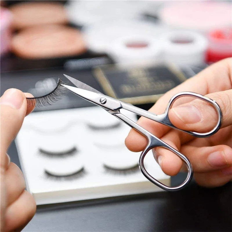 Curved Blade Eyebrow Scissors Professional Stainless Steel Precision Trimmer Eyebrow Eyelash Hair Remover Tool Nose Hair Scissor