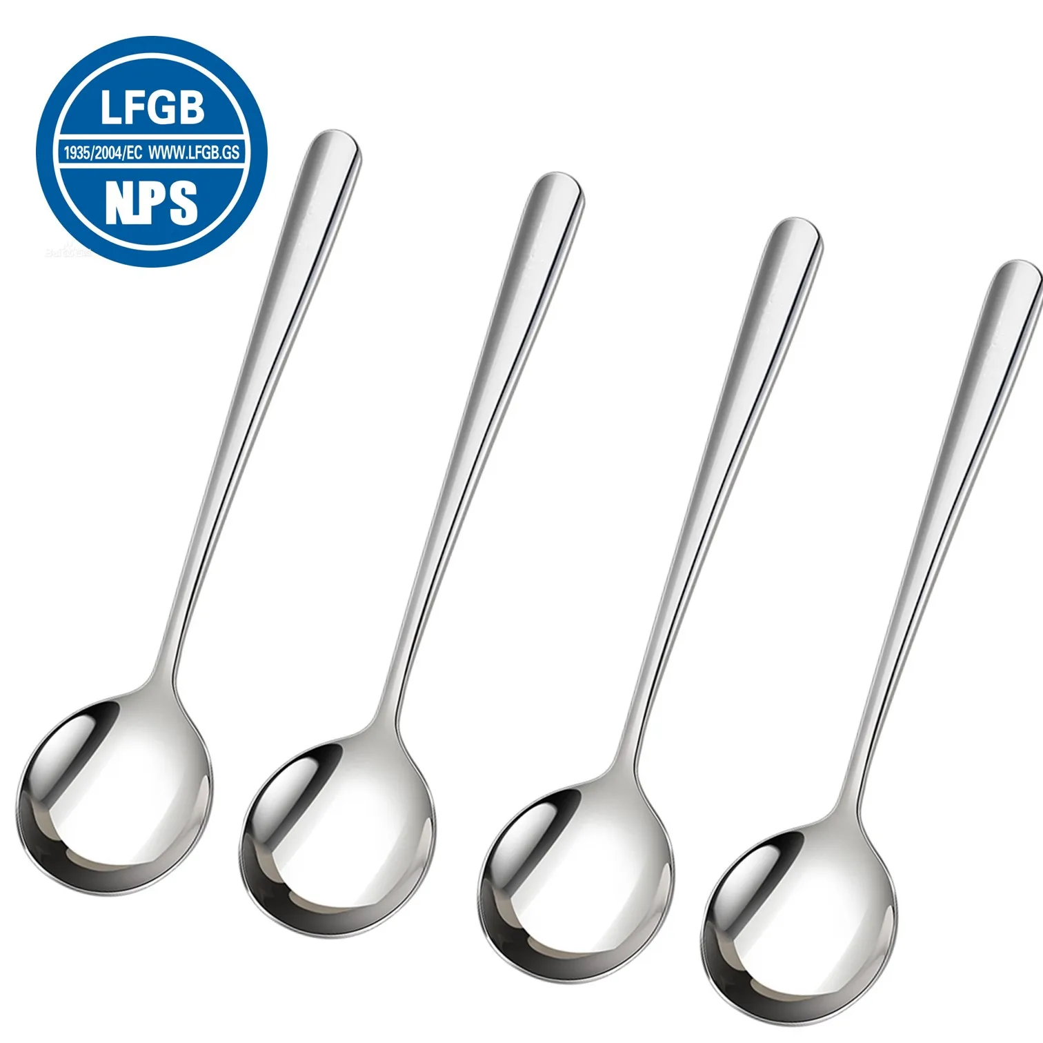 4 Pieces of Luxury LFGB Certificated 316 Stainless Steel Spoon Set Smooth and Round Head Ladle Flatware for Family Daily Dining