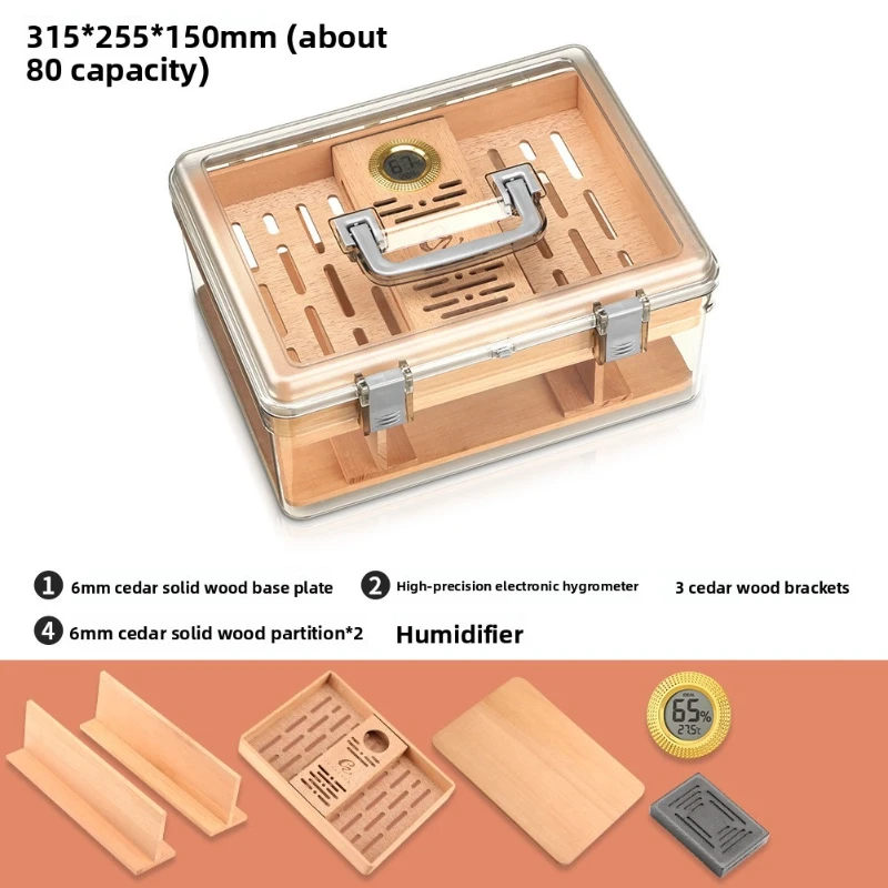 

Luxury Walk-In Humidor Cabinet - Spanish Cedar Construction with Digital Hygrometer & Humidifier Kit