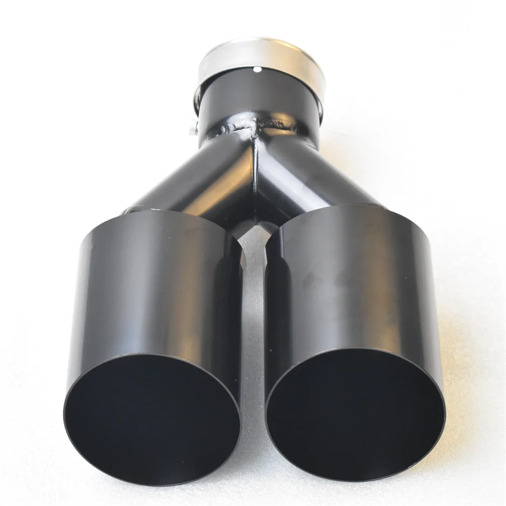Sebring NO LOGO 304 Stainless Steel Black Muffler Double Tube Exhaust Tail Pipe Automotive Rear Throat Automotive Parts