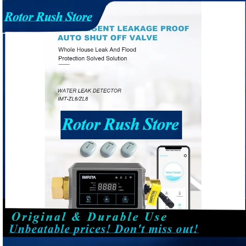 RoRuSIMRITA Smart Water Monitor Wifi APP Control Water Leak Detection Sensor Water Leak Detector Fuga De Agua With Shut Off Valv