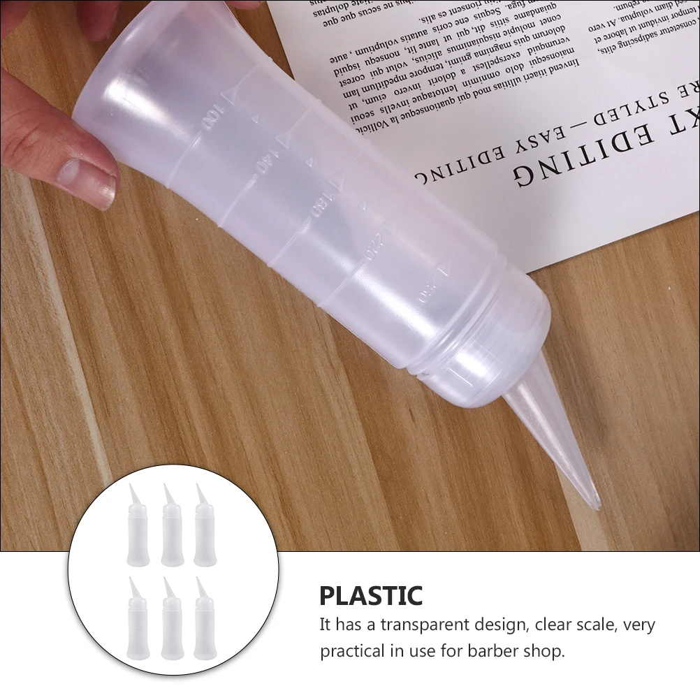 

6 Pcs Dry Cleaning Bottle Refillable Liquid Empty Graduated Squeeze with Nozzle Caps Salon Hair Dye Lotion Bottles
