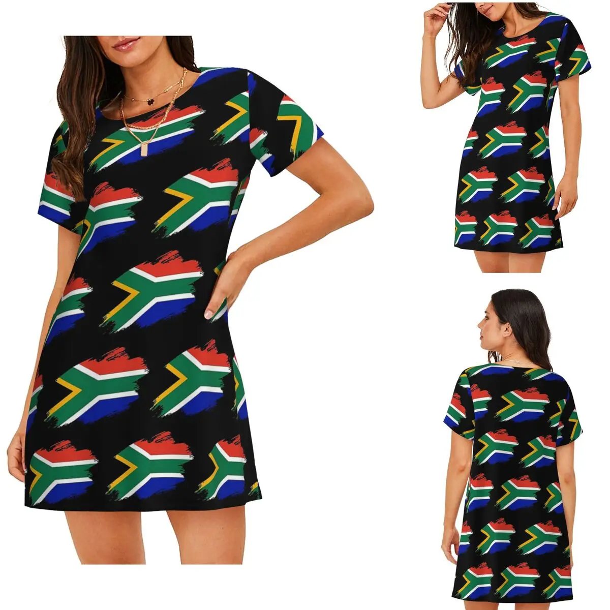 South African Springboks Flag Short Sleeves Nightdress For Sleeping Sleepshirts Women Short Sleeve Nightgowns Soft Pajama Dress