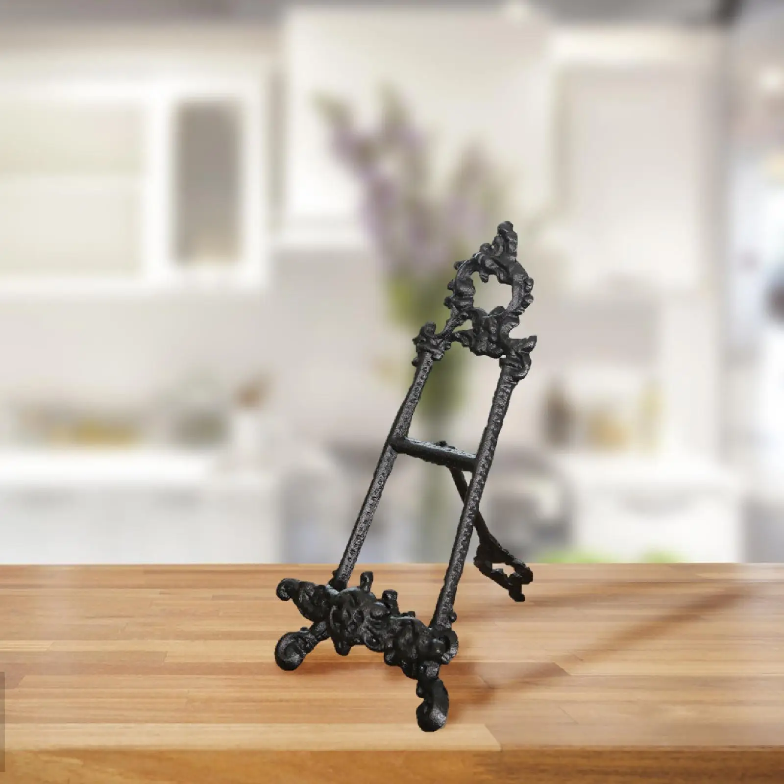 Elegant Cast Iron Display Stand Easel Shelf Plate Holder for Wedding Home Decor Countertop Magazine