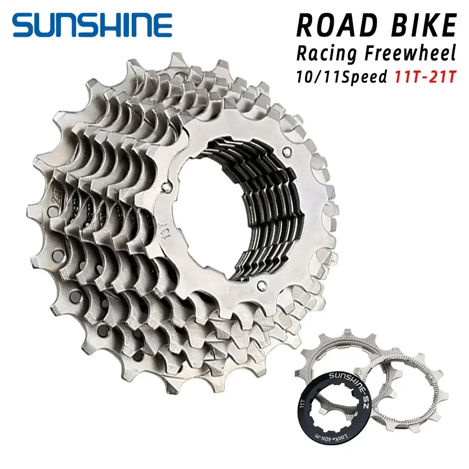 SUNSHINE Raching Road Cassette 10S 11-21T/11S 11-21T for SHIMANO HG Bicycle Cassette Tape Road Racing Freewheel