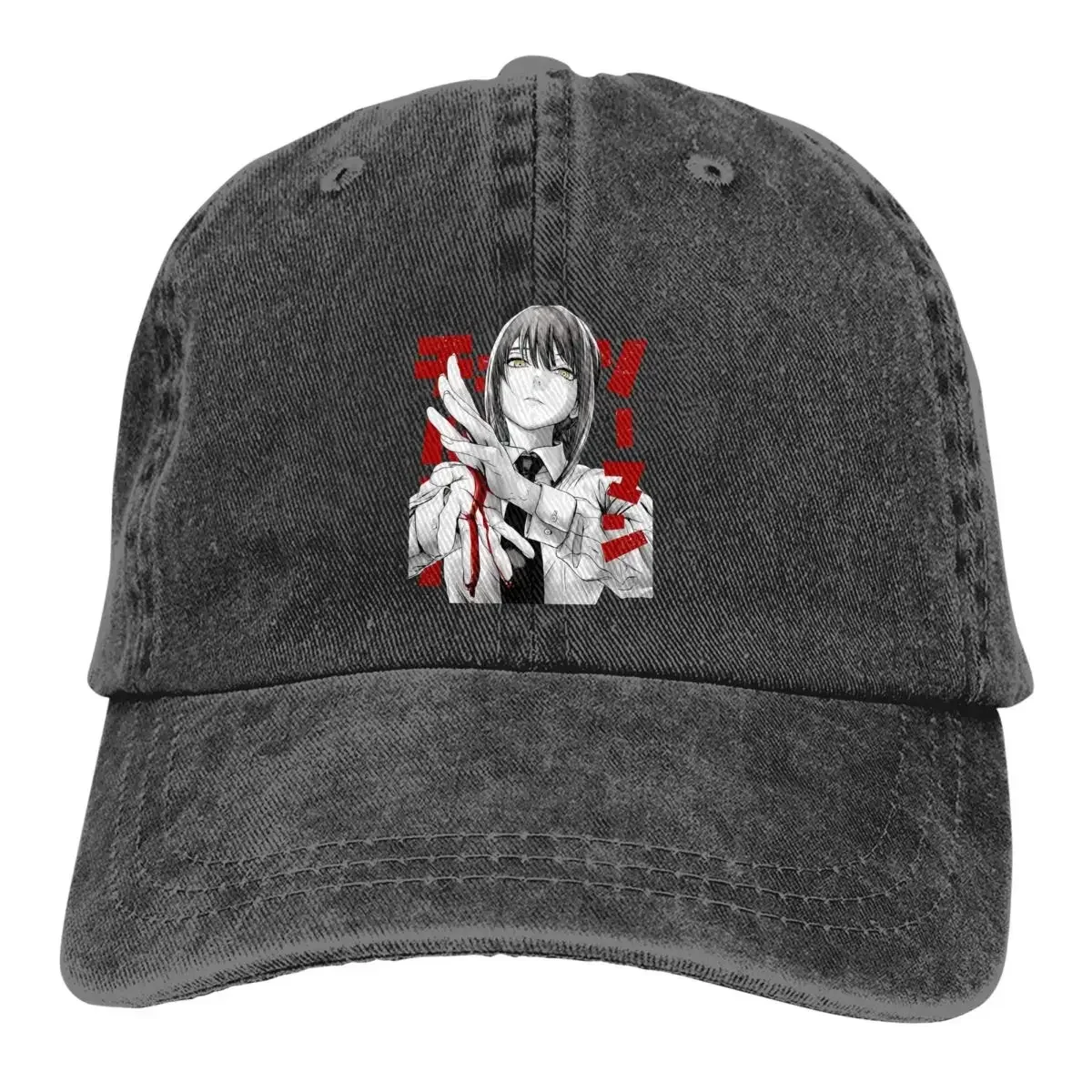 

2026 Washed Men's Baseball Cap Bloody Hands Makima Trucker Snapback Cowboy Caps Dad Hat Chainsaw Man Anime Golf Hats