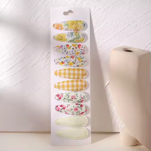 10Pcs/Lot Fresh Print Cotton Alloy Hair Clips for Kids Fabric Plaid BB Hairpins Girl Hairgripe Headwear Baby Hair Accessories - Image 15