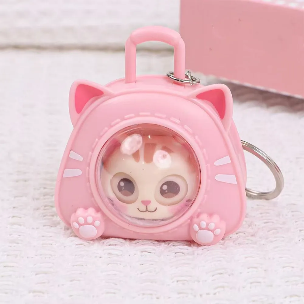 Cartoon Eye Changing Cat Bag Keychain Multi Expression One Click Face Face Change Cat Pendant Clear Window Plastic